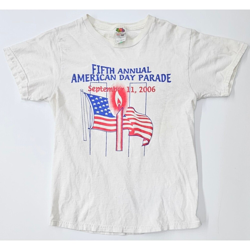 VTG 9/11 September 11 T-Shirt Small 2006 5th Annual American Day Parade in White
